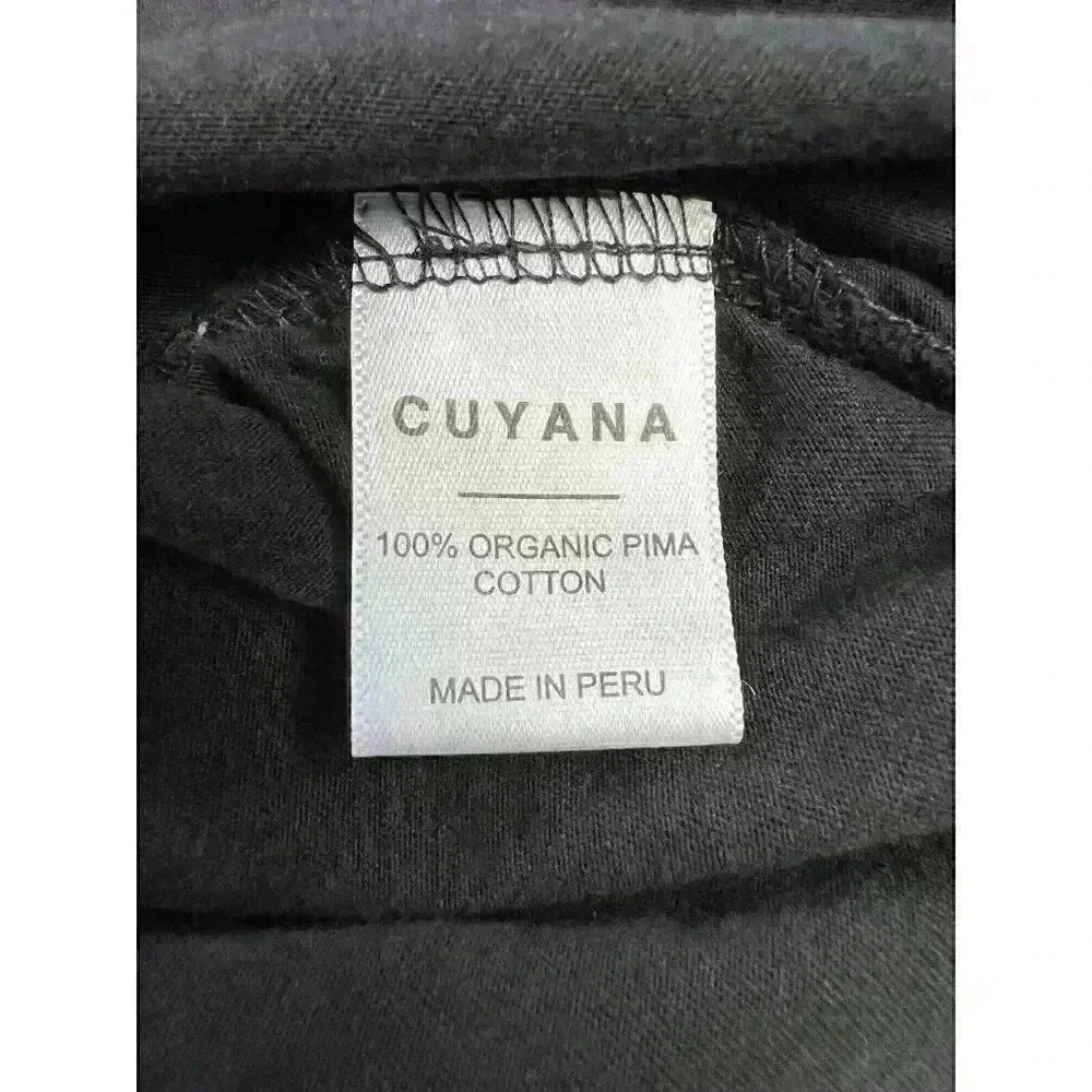 CUYANA Women's Short Sleeve 100% Organic PIMA Cotton Cropped Tee Sz Large Black - Picture 9 of 11